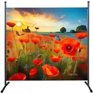 QUICK STAR Paravent Outdoor Wetterfest 180 x 178 cm Mohnwiese | Raumteiler...