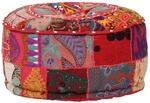 vidaXL Patchwork Sitzpouf Rund Baumwolle Handgefertigt 40x20 cm Rot