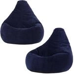 icon Dalton Sitzsack Kinder, Dunkelblau, 2er Pack, Flauschiger Cord Stoff,...