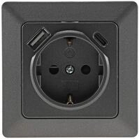 ChiliTec MILOS Steckdose mit USB-C, Unterputz, 250V/16A, Anthrazit