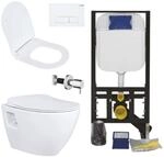Creavit H&auml;nge WC Set Wei&szlig; sp&uuml;lrandlos mit Edelstahl Bidet, Softclose WC Sitz...