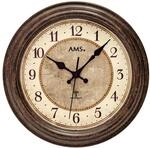 AMS 5544 Wanduhr Rund Braun Kunststoff Funkuhrwerk 28 cm Analog Antik-Optik
