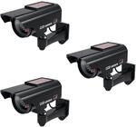 BASI | 3er Set Solar Kamera-Attrappe mit blinkendem LED-Licht | Dummy Kamera 
