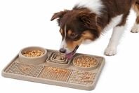 hundenapf - katzennapf - leckmatte Hund - Pengu rechteckig - Taupe - 30,5x20,5 cm -