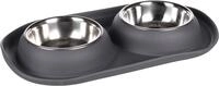 Flamingo Futter- und Trinknapf Duo Dinner f&uuml;r Hund Grafa Oval Dunkelgrau 11,5cm -