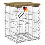 DELUKE Gartenbank Gabionen BIKS aus Stahl | 33x31x42cm Kiefernholz Braun 