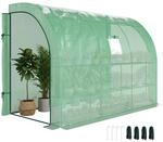 Outsunny Gew&auml;chshaus mit Regale Fenster Winterfest 300x150x213cm Gr&uuml;n