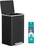 SONGMICS M&uuml;lleimer 50 L, 15 M&uuml;lls&auml;cke, Stahl, herausnehmbarer Inneneimer aus