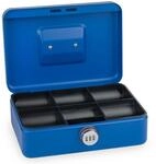 Sax Geldkassette mit Zahlenschloss, extra Starkes Schloss, 25 x 18 x 9cm, Large, Blau