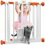 KIDIZ Absperrgitter zum Klemmen mit Katzenklappe, T&uuml;rschutzgitter, Autoclose...