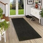 Snapstyle Hochflor Velours L&auml;ufer Flur Teppich Mona Schwarz in 9 Gr&ouml;&szlig;en
