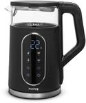 Huslog Elektrischer Wasserkocher mit Temperaturanzeige Glas 1,7L 2200W Touchpanel LED