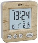 TFA Dostmann Digitaler Funk-Wecker mit Holzoptik, 60.2567.08, Funkuhr, Reisewecker,