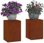vidaXL Pflanzenst&auml;nder 2 pcs Rostig 24 x 24 x 35 cm Wetterfeststahl, Moderner