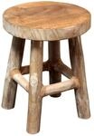 Spetebo Teak Blumenhocker 22 x 17 cm rund - natur/mittel - Holz Pflanzen Hocker...