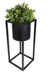 Spetebo Metall Blumentopfst&auml;nder in schwarz - Eckiger St&auml;nder mit schwarzem,...