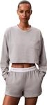Calvin Klein Damen Sweatshorts Logo Jersey mit Logobund, Grau (Grey Heather), XS