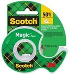 Scotch Magic Klebeband - Handspender mit 1 Rolle, 19 mm x 25 m - Unsichtbares