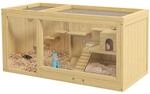 PawHut Hamsterk&auml;fig aus Holz mit Klappdeckel Zubeh&ouml;r 100 x 50 x 50cm Natur 