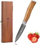 Wakoli Olive HS Officemesser 9 cm Klinge, 67 Lagen Damaststahl, VG10-Kern