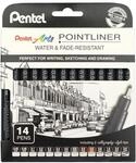 Pentel Pointliner YS20P-14 Set Fineliner inkl 2 Kalligraphiespitzen, wasserfest und