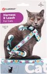 Flamingo Geschirr mit Leine f&uuml;r Katzen &ndash; Arwen Blau | Verstellbar (20-35 cm, 25-45
