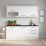 Homestyle4u K&uuml;chenzeile mit Arbeitsplatte 200cm in Wei&szlig;&Schwarz,...