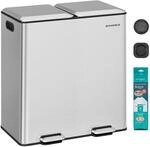 SONGMICS M&uuml;lleimer K&uuml;che, 2 x 30 L, 2 F&auml;cher, M&uuml;lltrennsystem, Softclose,