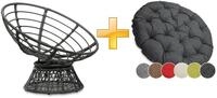 sunnypillow Papasansessel | Rattansessel mit Kissen rund Durchmesser 120 cm 
