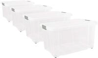 BigDean 4er Set Eurobox mit Deckel und Rollen 60 x 40 x 33 cm - Transparente