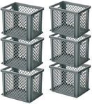 BRB 6x Stapelkorb / Eurobeh&auml;lter, LxBxH 400 x 300 x 325 mm, grau, Boden...