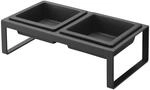 Yamazaki 4745 Tower Pet Food Bowl Stand Set, Black, Steel/Ceramic, 29 x 15.5 x 10 cm
