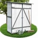 Melko Gartenschrank mit Pultdach und Doppelfl&uuml;gelt&uuml;r Wei&szlig;/Grau Holz...