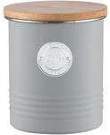 Typhoon Living Collection Kaffee, pastellgrau, 1 Liter Vorratsbeh&auml;lter, Stahl, Holz,