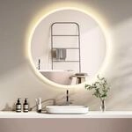 HOKO Badspiegel LED Antibeschlag Rund 60cm mit digital Uhr, mit LED Wechsel