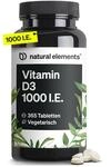 natural elements Vitamin D3 1000 I.E. &ndash; 365 Tabletten im Jahresvorrat &ndash;...