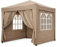 Faltpavillon 2 x 2 m Braunbeige, 4 Easy-Klett Seitenw&auml;nde (2...