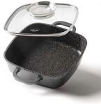 STONELINE Servierpfanne Eckig 20 cm, Eckige Pfanne Induktion mit Deckel, Aroma