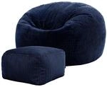 Icon Kingston Sitzsack mit Hocker Cord, Dunkelbrau, Sitzsack Erwachsene mit F&uuml;llung,
