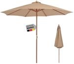 DELUKE&reg; Sonnenschirm aus Holz ANNA Taupe | HxB 258x300cm | Sonnenschirm 300 cm