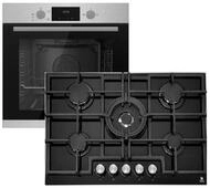 Gasline Gasherdset GB850-FIX mit Umluft Einbaubackofen & 75 cm Gaskochfeld...