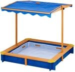 Teamson Kids Gro&szlig;er Garten Sandkasten aus Holz mit Deckel, Drehbarem Baldachin...