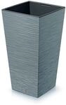 Zementfarbenes Pflanzgef&auml;&szlig; mit Beh&auml;lter, Kollektion FURU, 24 x 24 x 45 cm,