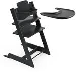 Stokke Tripp Trapp Hochstuhl + Tray, Schwarz &ndash; Babyset, 6&ndash;36 Monate | Kinderstuhl