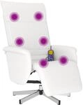 vidaXL Massagesessel mit Fu&szlig;teil Wei&szlig; Kunstleder