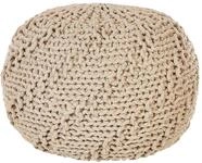 Beliani Runder Pouf Ottomane Baumwolle beige 50 x 50 x 35 cm gestrickt Boho...