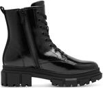 s.Oliver Damen Stiefeletten ohne Absatz zum Schn&uuml;ren Vegan, Schwarz (Black Patent),
