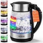 YASHE Wasserkocher mit Temperaturwahl 1,7L, 2200W Schneller Elektrischer Wasserkocher