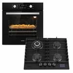 Gas Herdset | 60cm Einbaubackofen | Gaskochfeld 4 flammig | Gasokchfeld mit...