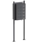 Wiltec 5er Briefkastenanlage Anthrazit 556 x 270 x 1500 mm, Standbriefkasten mit 5